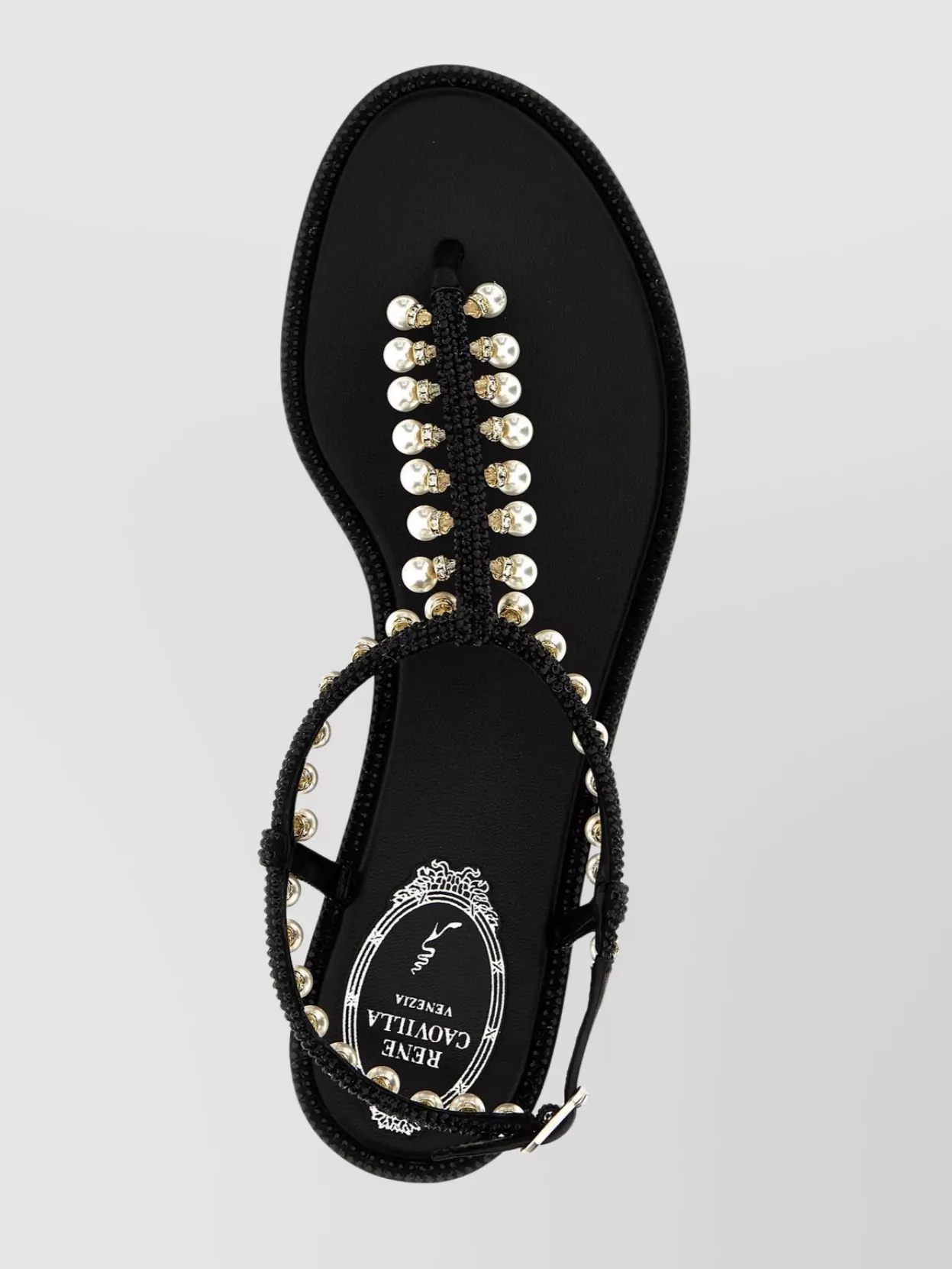 Rene Caovilla Flat Sandals Adorned Open Toe