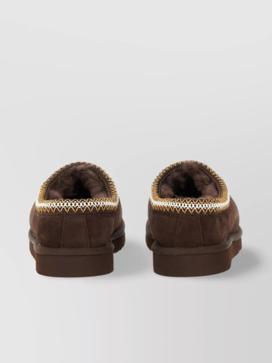 Ugg Round Toe Slippers Embroidered Trim