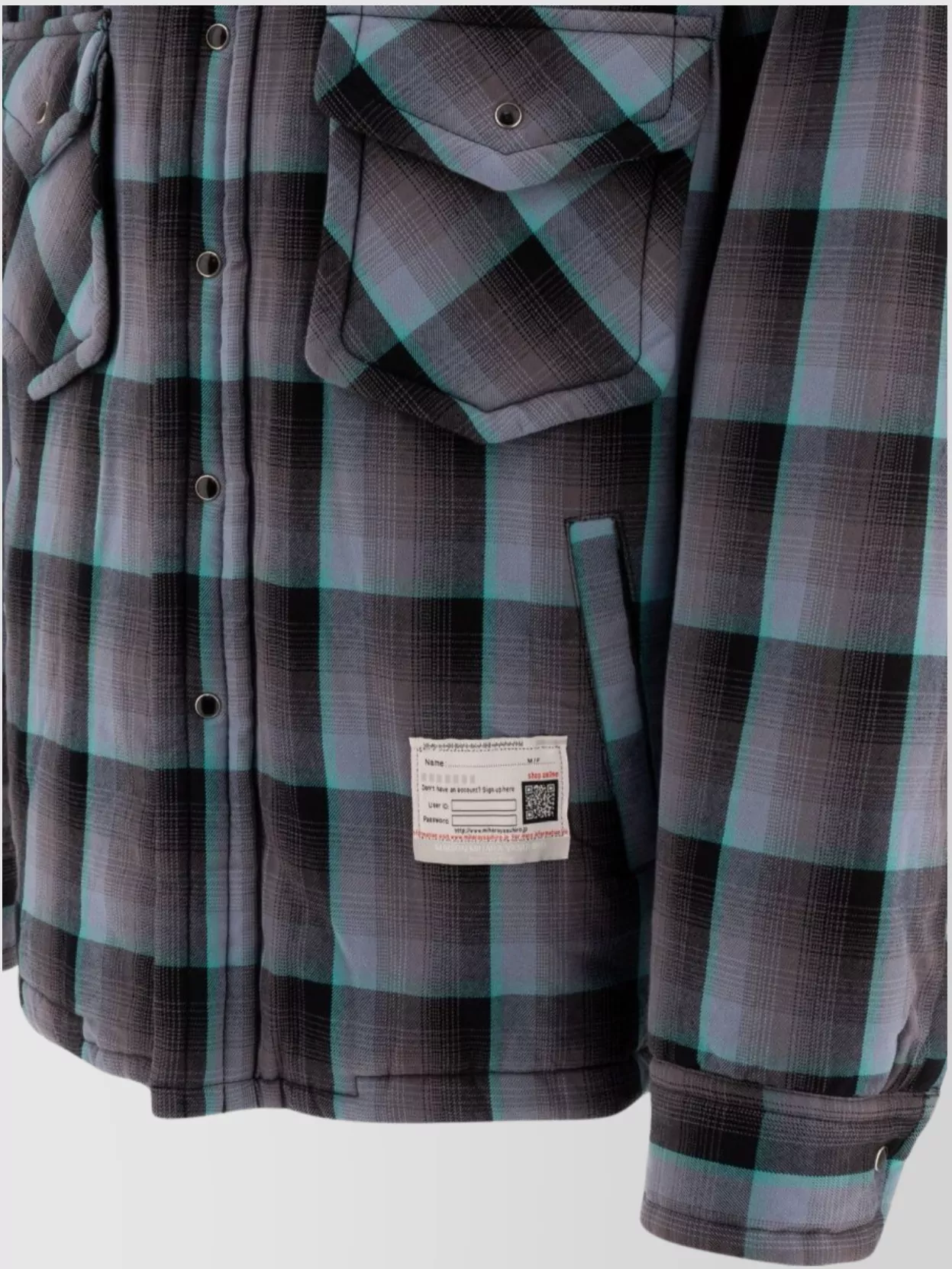 Maison Mihara Yasuhiro Padded Check Overshirt Collar