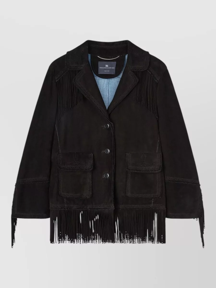 Ermanno Scervino Leather Single Breasted Coat