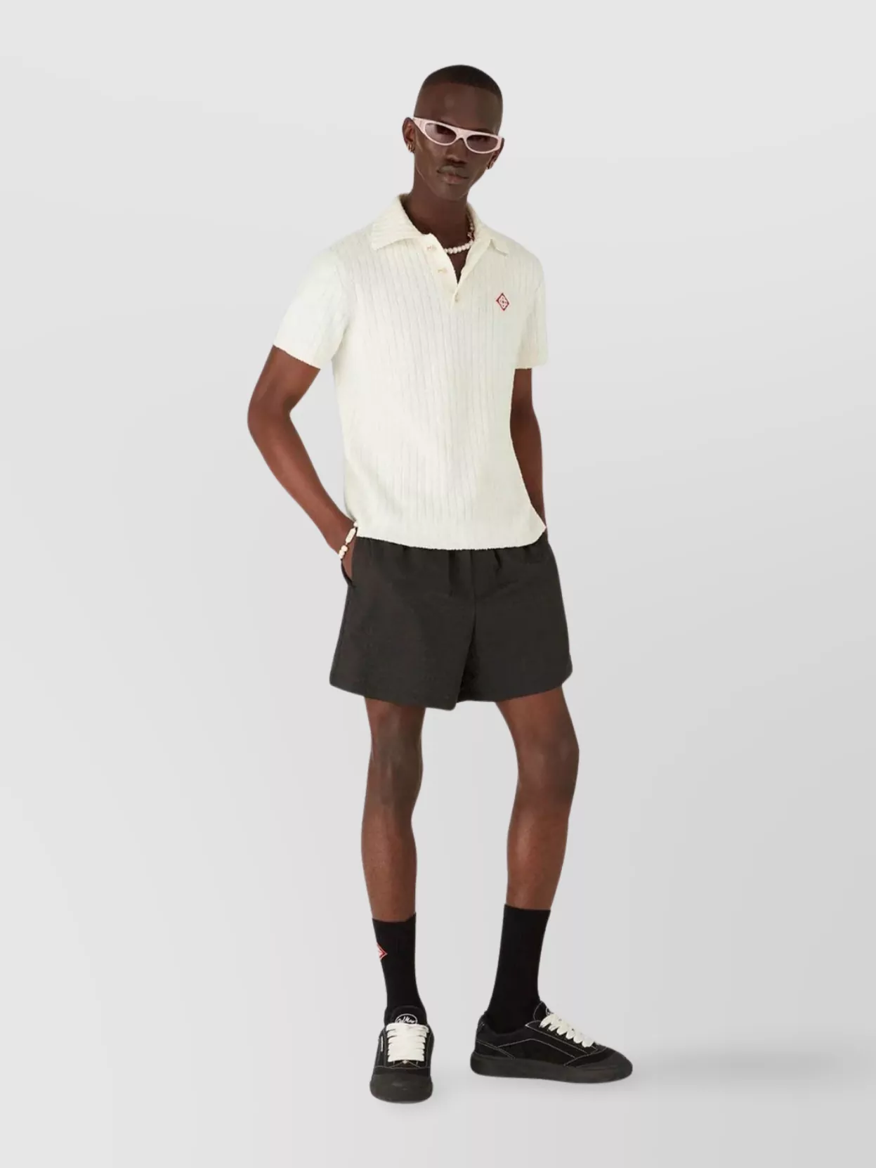 Casablanca Monogram Jacquard Swim Shorts And Pockets In Black