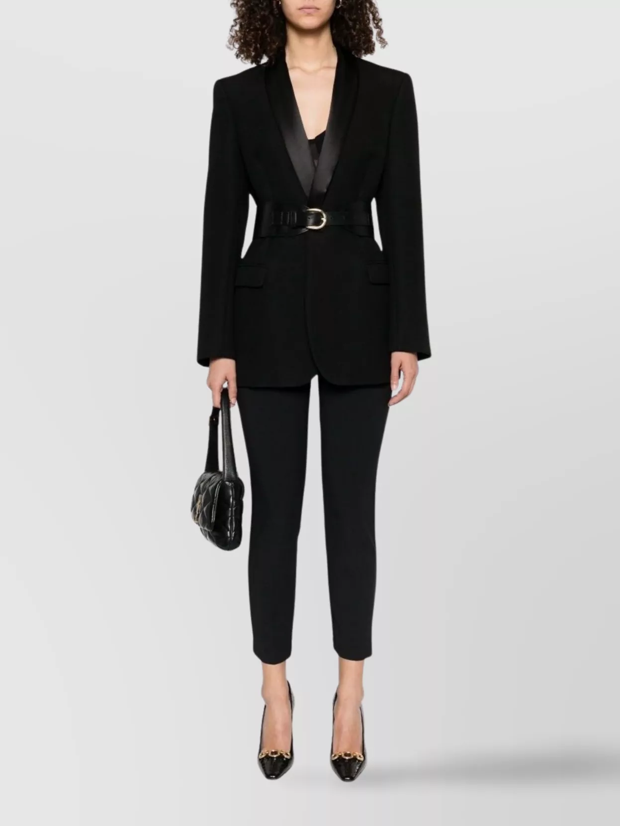 Elisabetta Franchi Straight Cropped High Waist Trousers