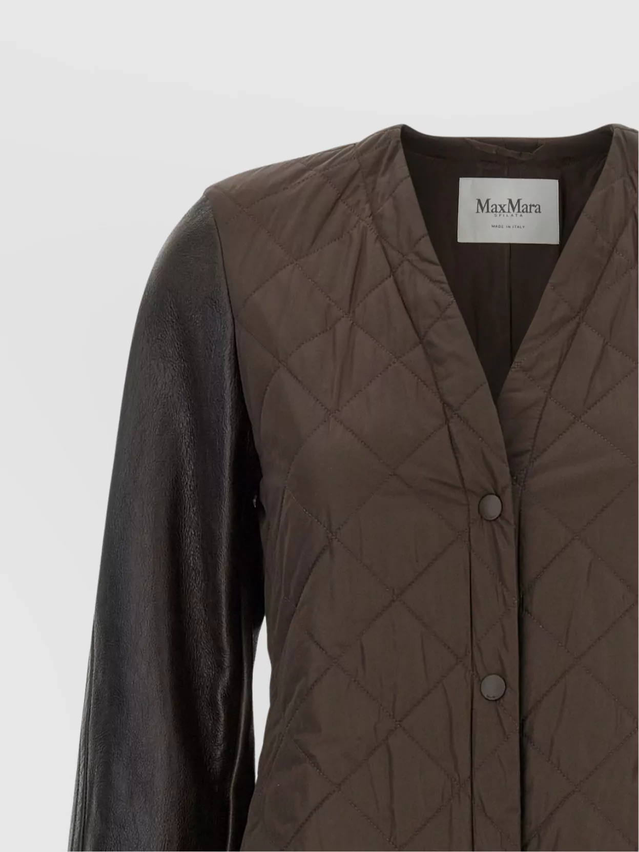 Max Mara Quilted Coat Leather Sleeves