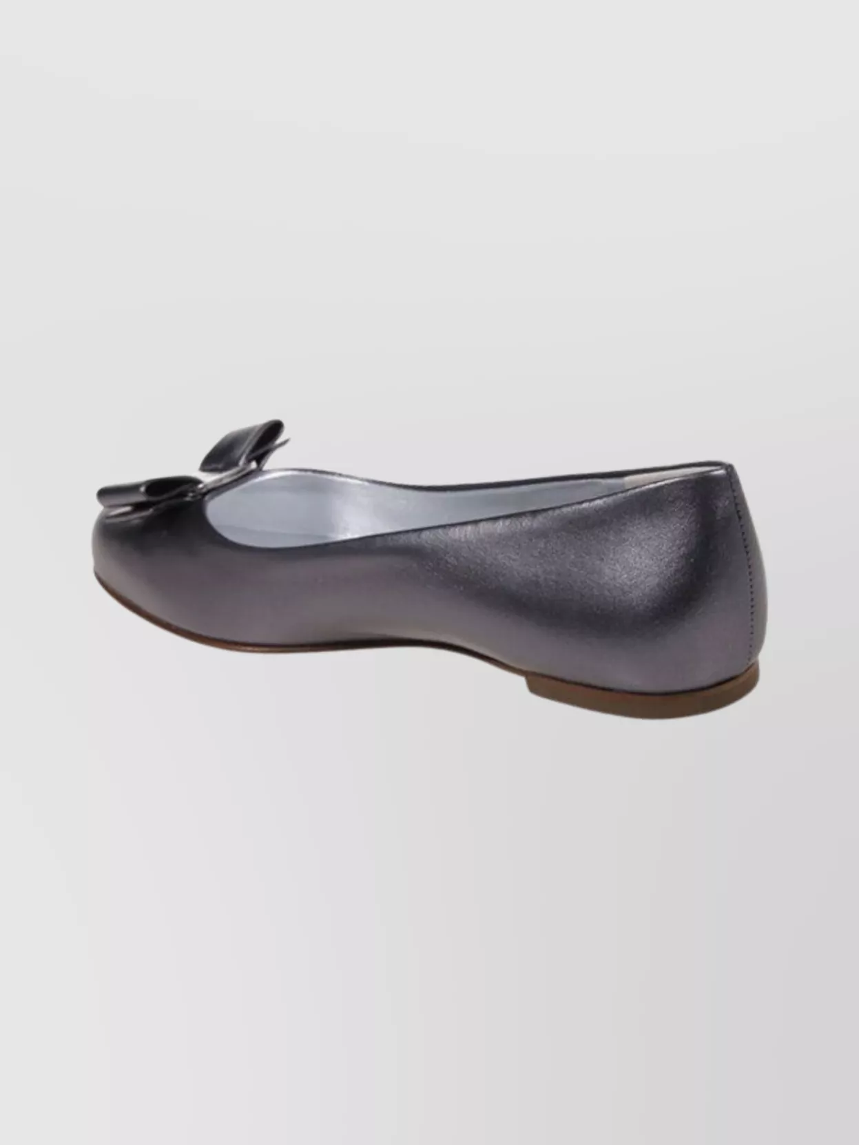 Ferragamo Metallic Ballerina Shoes Bow Detail In Black