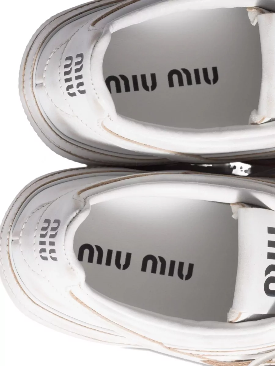 Miu Miu Leather Lace-Up Sneakers