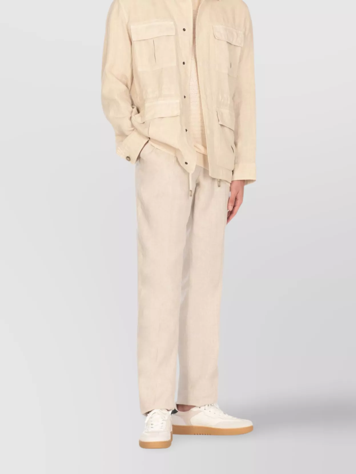 Peserico Linen Blazer Elastic Waist In Neutral