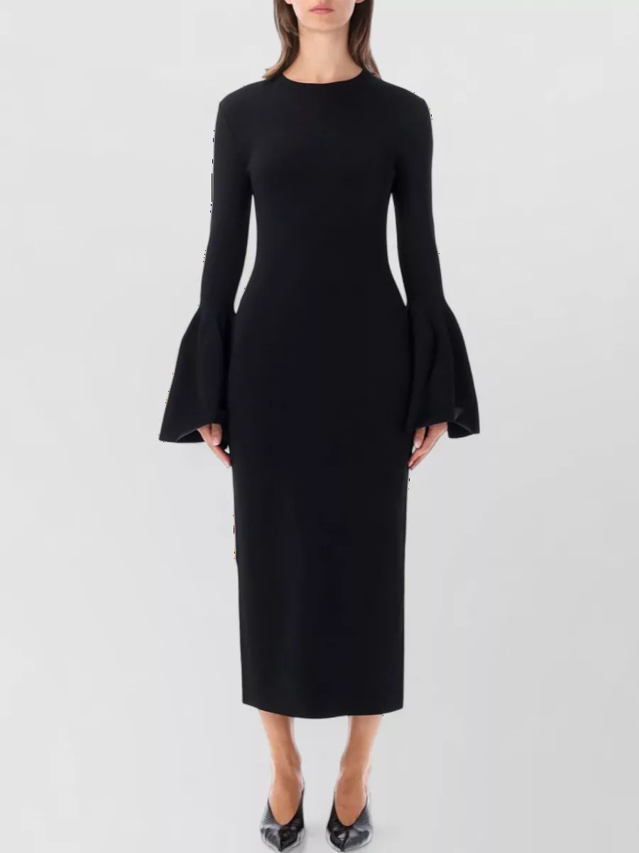 Stella Mccartney compact knit bell-sleeve midi dress