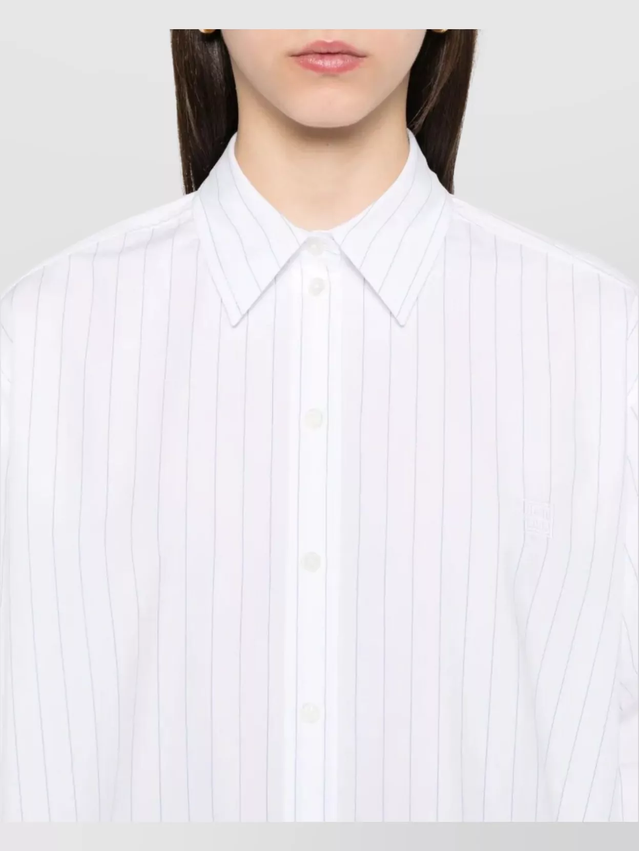 Totême Monogram Striped Shirt Featuring Box Pleats