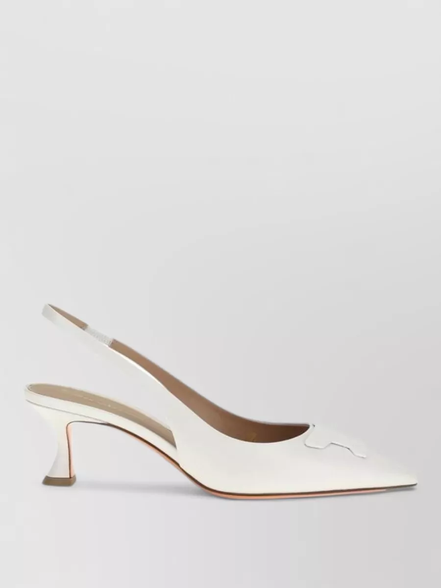 Santoni Leather Slingback Mid Heel Pumps