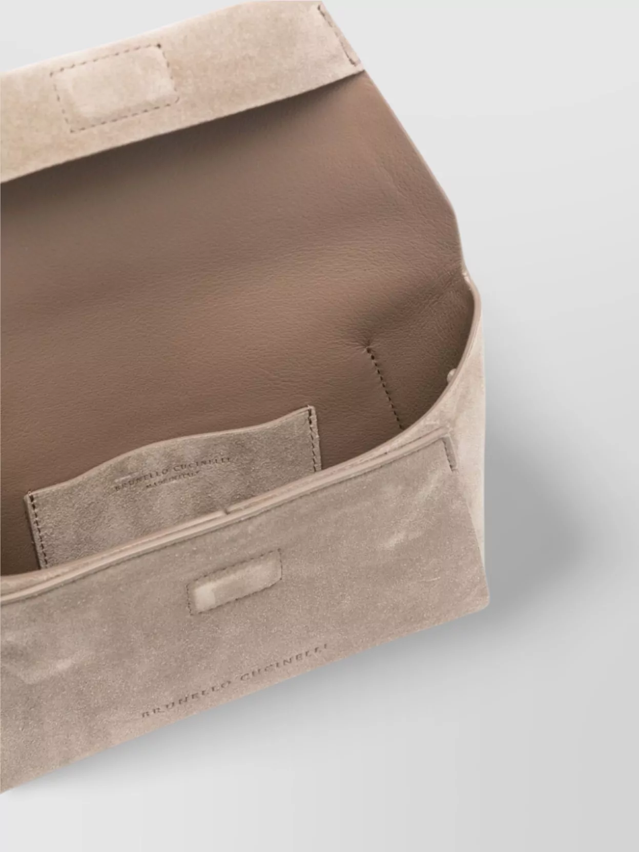 BRUNELLO CUCINELLI CHAIN STRAP SUEDE CLUTCH BAG