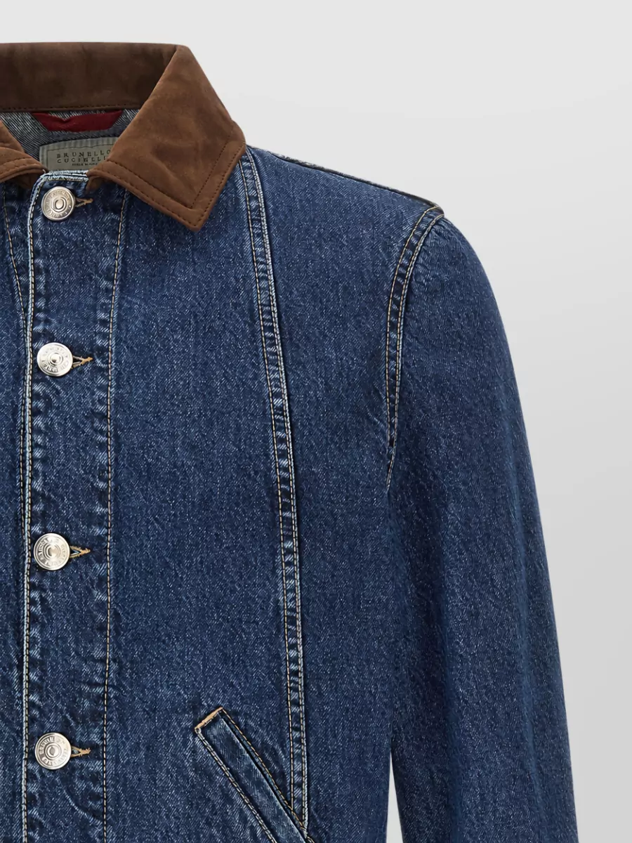 Brunello Cucinelli Denim And Suede Jacket