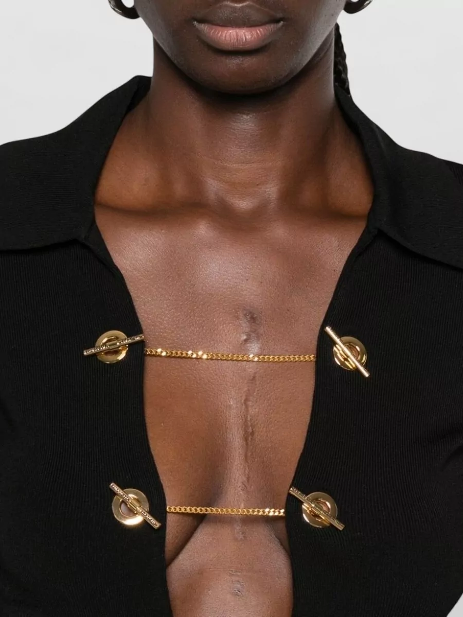 Elisabetta Franchi Ribbed Cutout Bodysuit