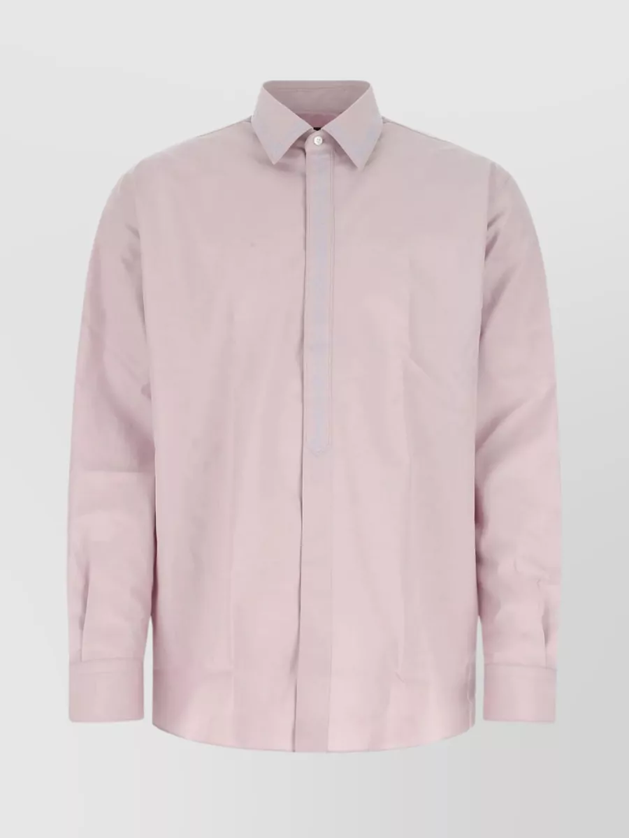 Shop Fendi Versatile Poplin Shirt With Rounded Hemline In Pastel