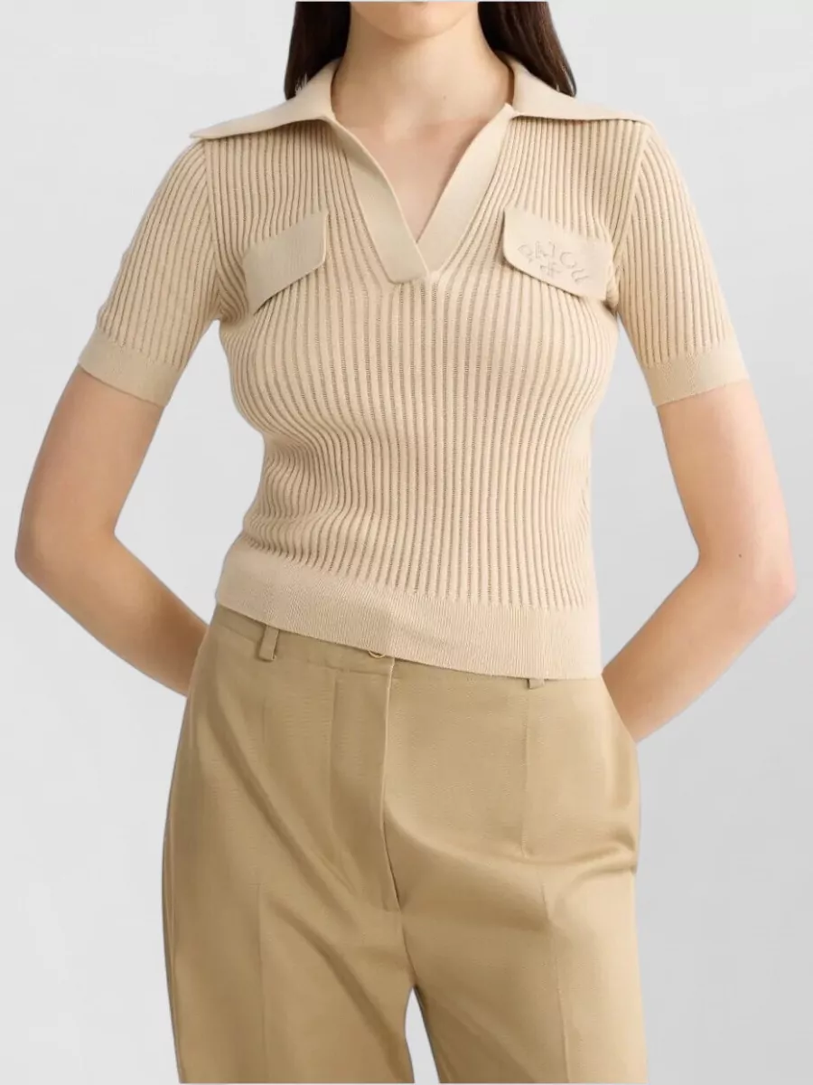 Patou Embroidered Cotton Knit Polo Shirt