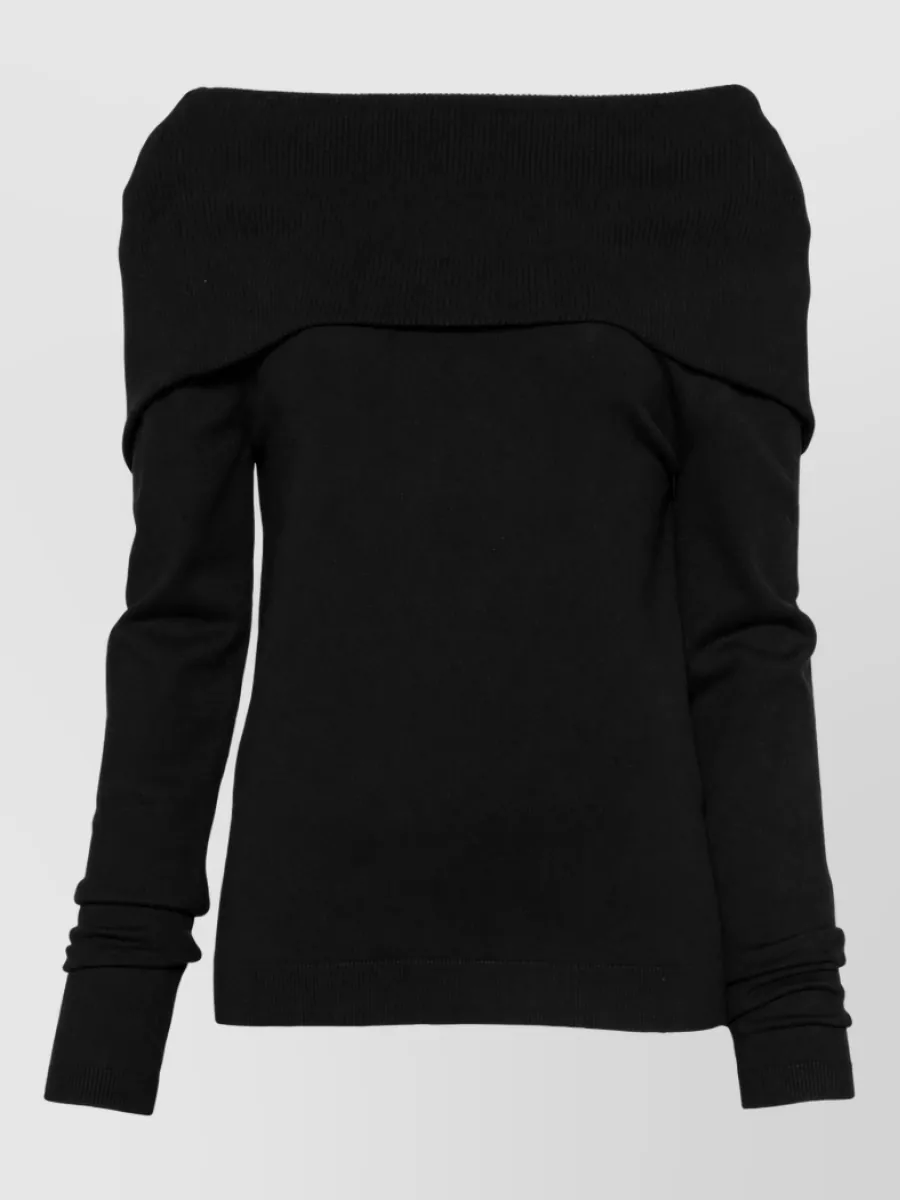 Semicouture Fine-Knit Off-Shoulder Long-Sleeve Sweatshirt