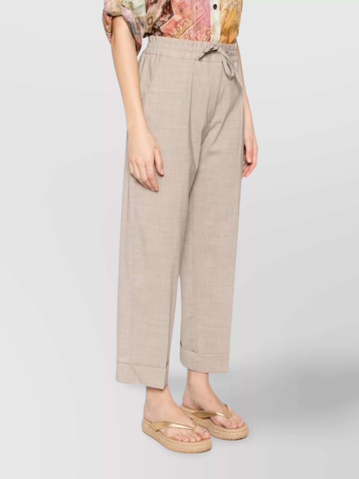 P.a.r.o.s.h Trousers Drawstring Waistband Rolled Cuffs In Neutrals