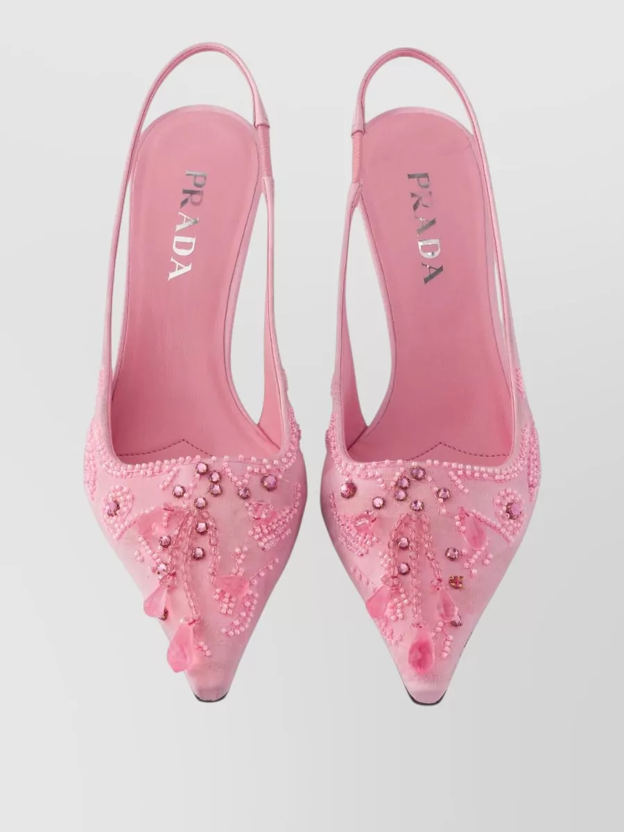 Prada Embroidered Slingback Mules