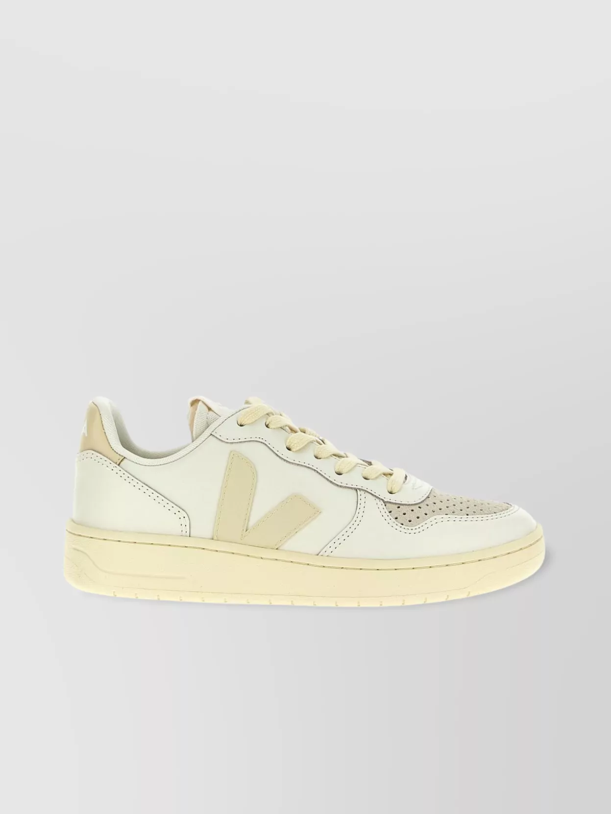 Veja Low-top Sneakers With Perforated Detailing And Rubber Sole In Neutrals