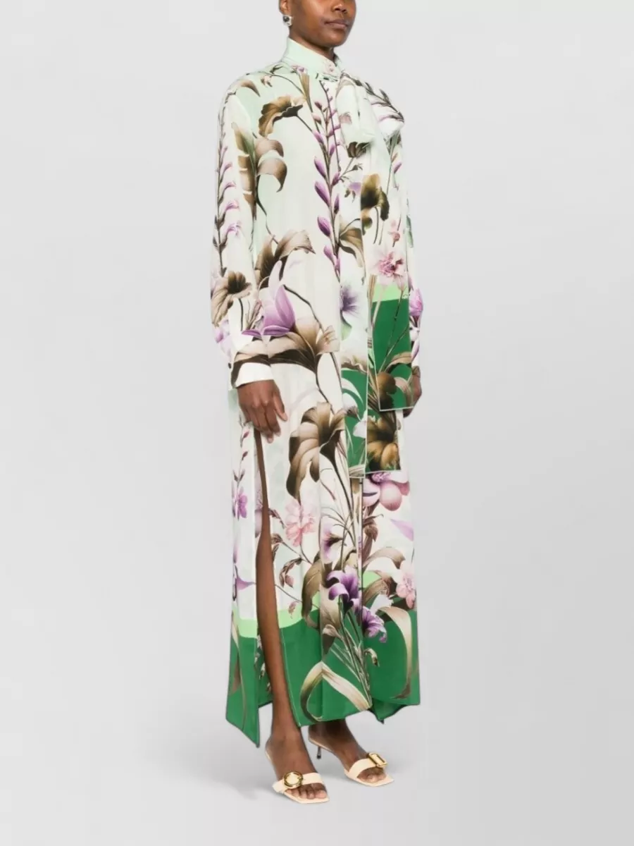 F.r.s For Restless Sleepers Silk Floral-Print Long-Sleeve Maxi Dress