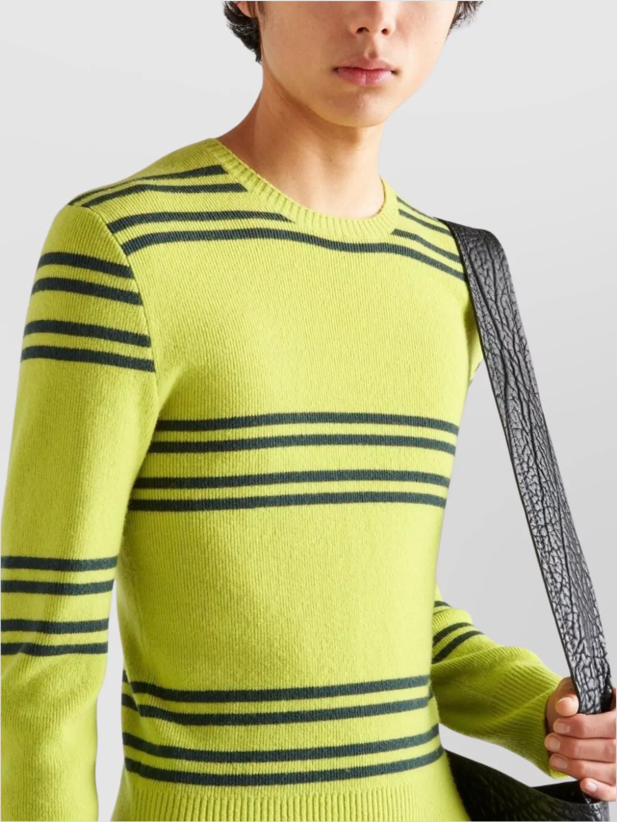 Prada Crew-Neck Lambswool Sweater Striped Pattern