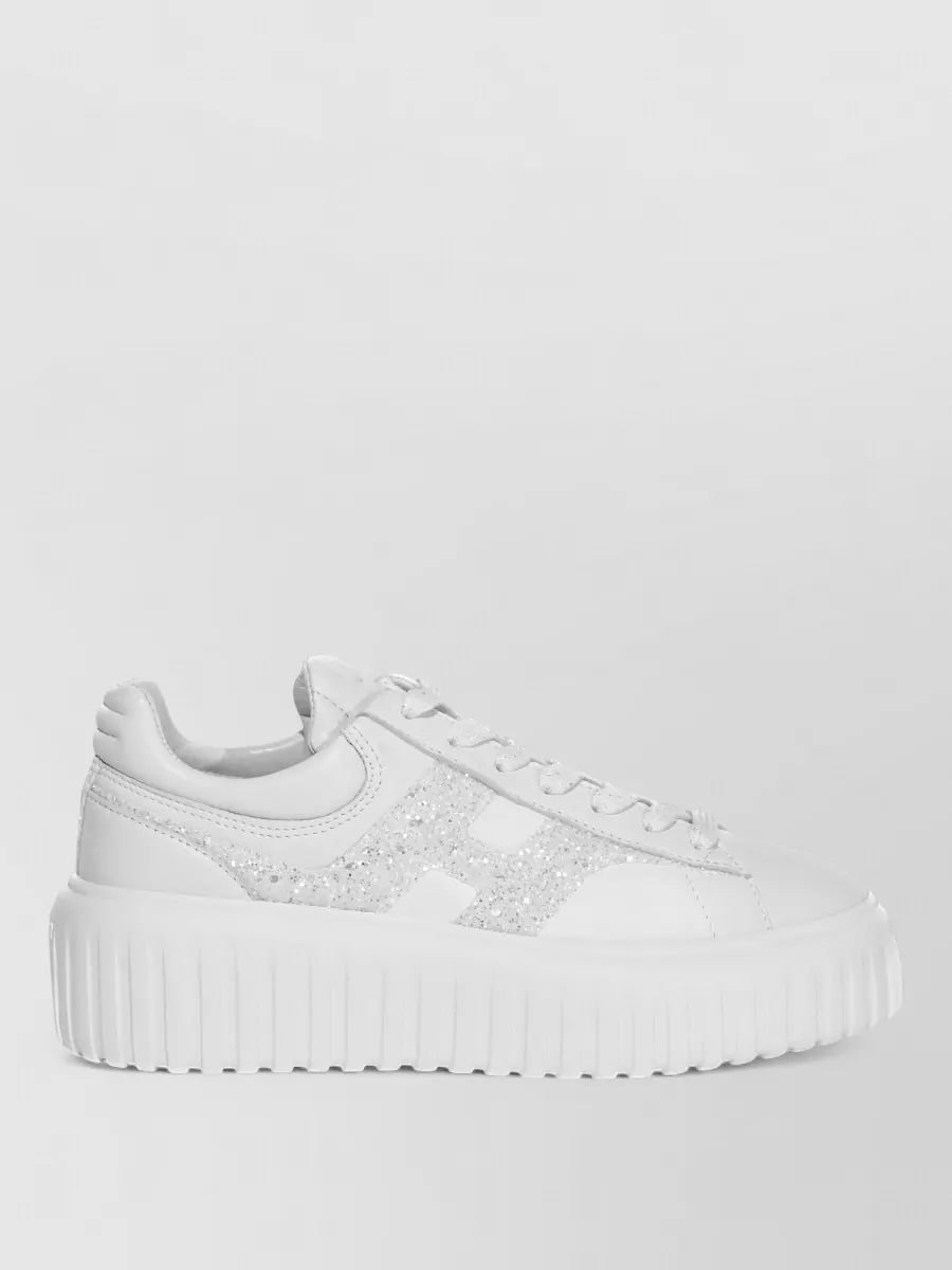 Hogan Leather Glitter-Embellished Low-Top Sneakers