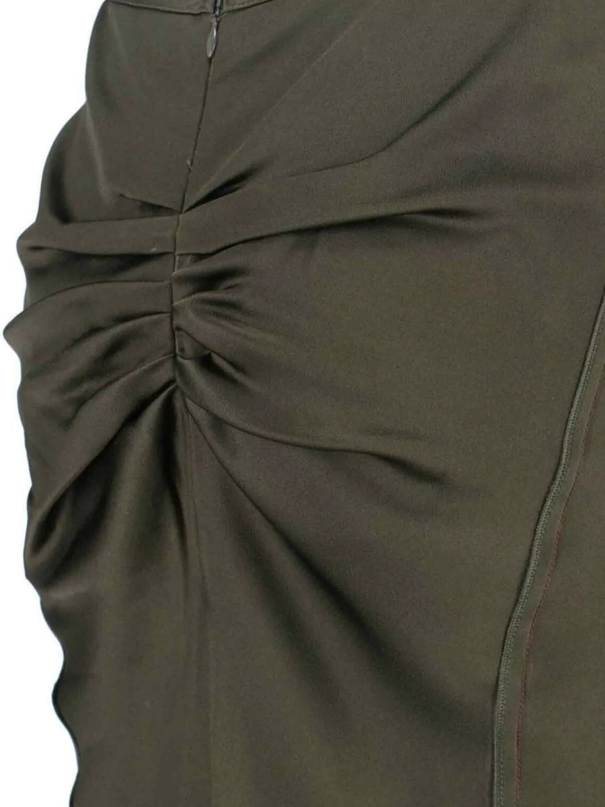 Victoria Beckham Midi Skirt With Asymmetric Hem And Ruched Detail In Green