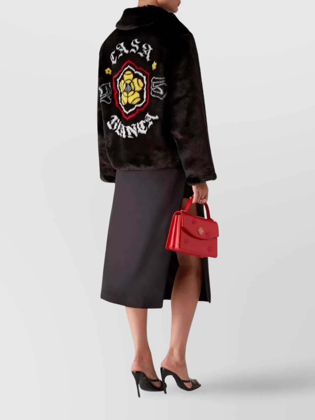Casablanca Collared Faux Fur Jacket With Long Sleeves