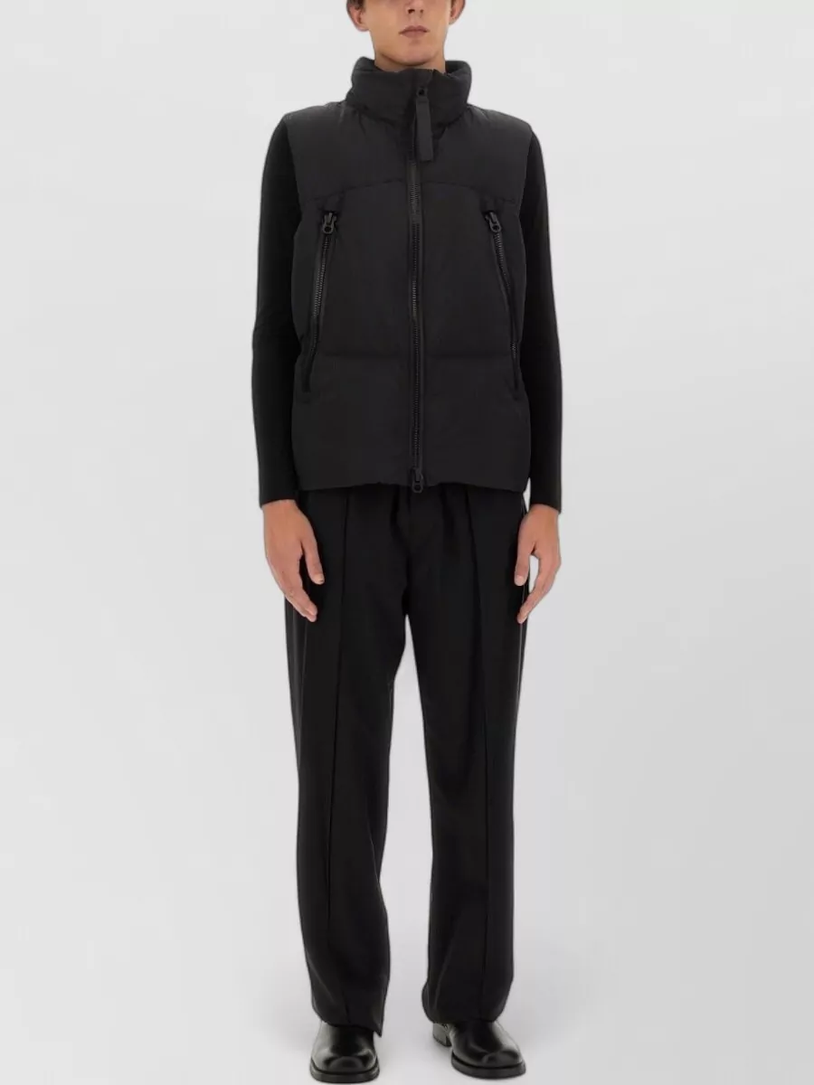 Jg1 High Collar Padded Jacket Zip Pockets In Black