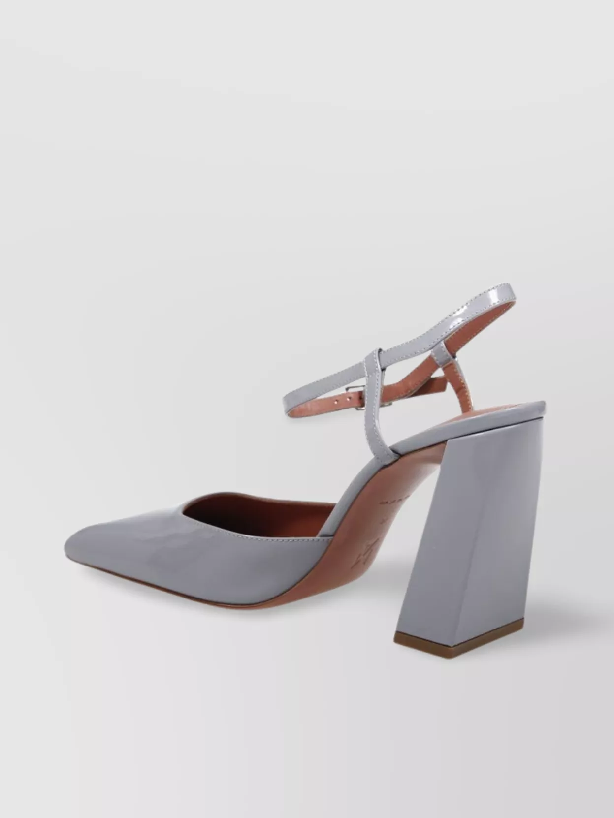 Amina Muaddi 95 Block Heel Square Toe Patent Sling Back