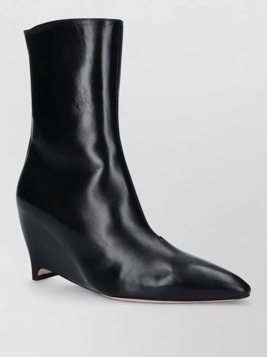 Maison Margiela leather glossy pointed-toe wedge ankle boots