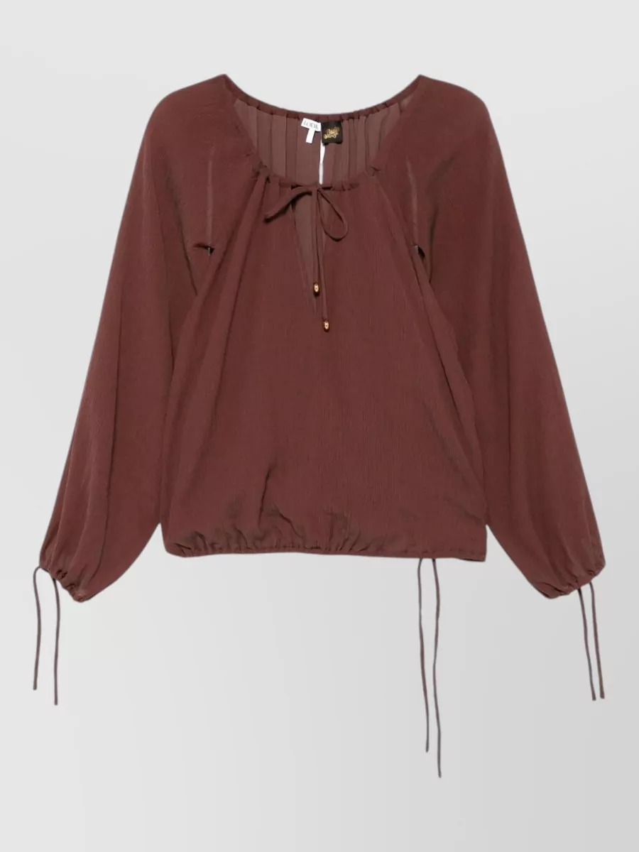 Loewe Paula's Ibiza silk blend drawstring long-sleeve blouse