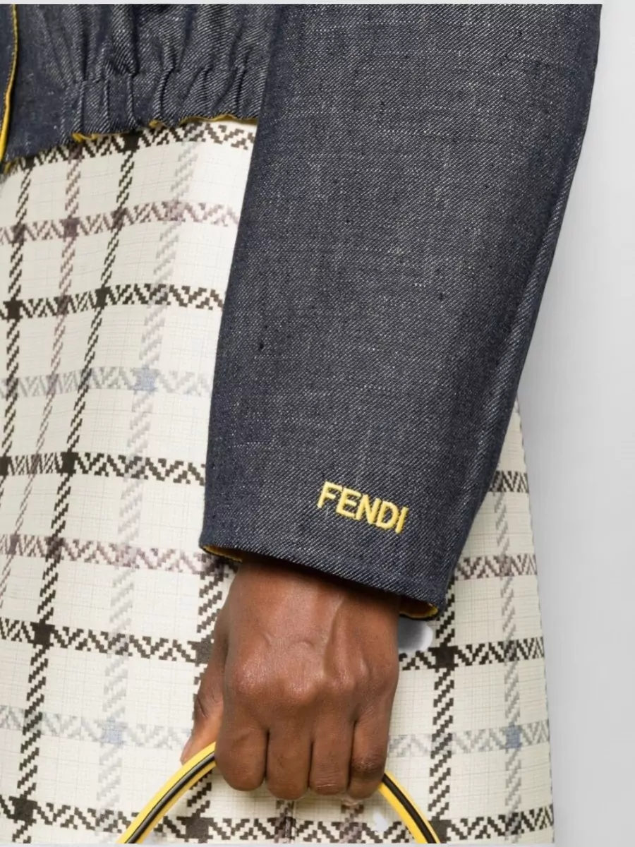 Fendi Embroidered Denim Single-Breasted Coat