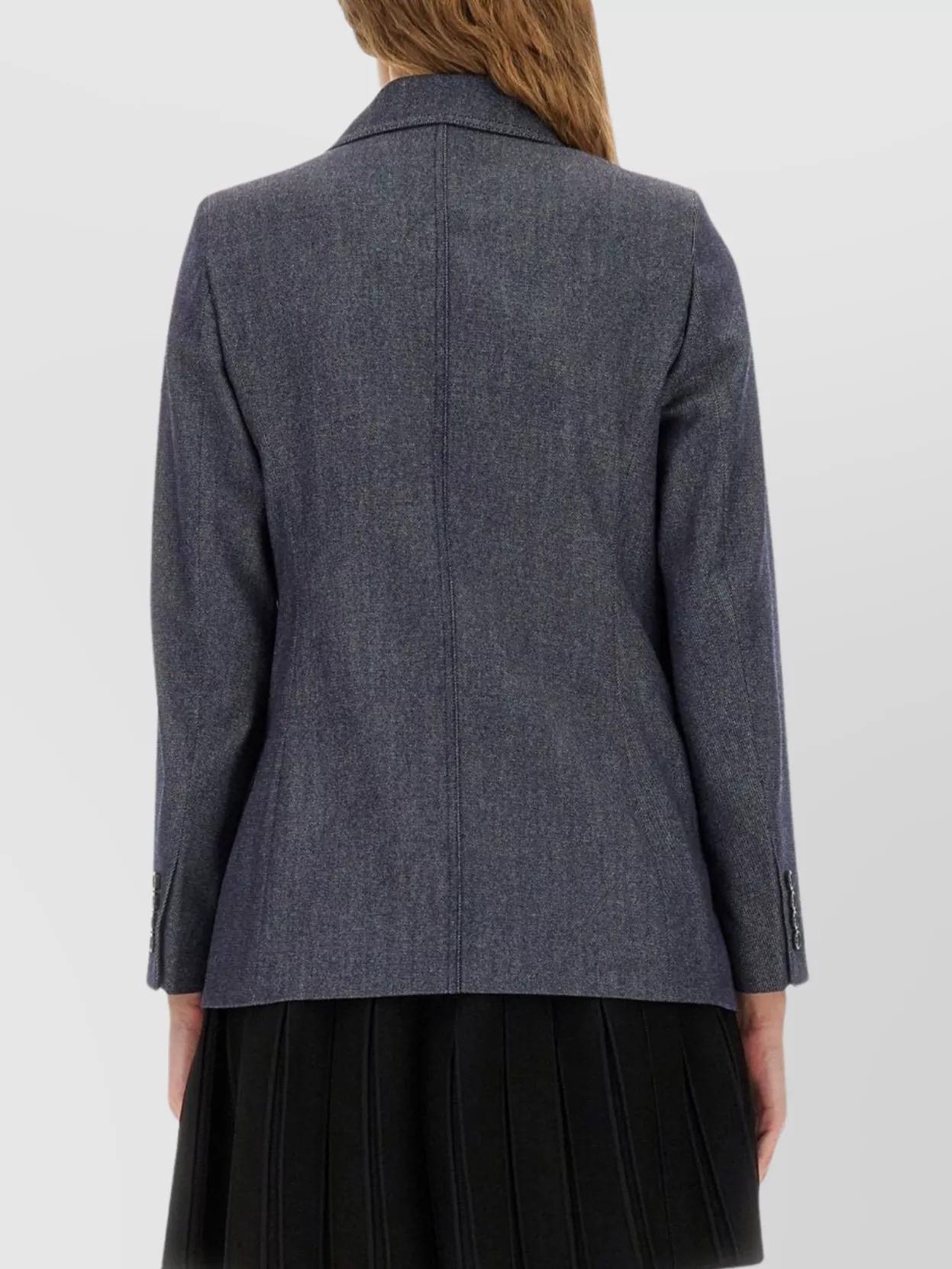 Max Mara Wool Jacket With Notched Lapels And Back Vent In Blue