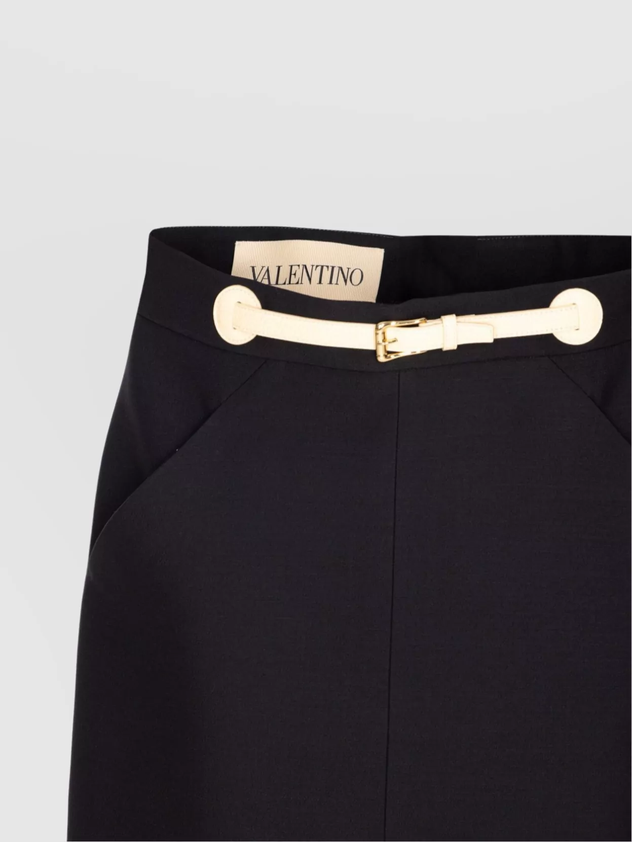 Valentino Garavani Women Skirt With Leather Details In Black