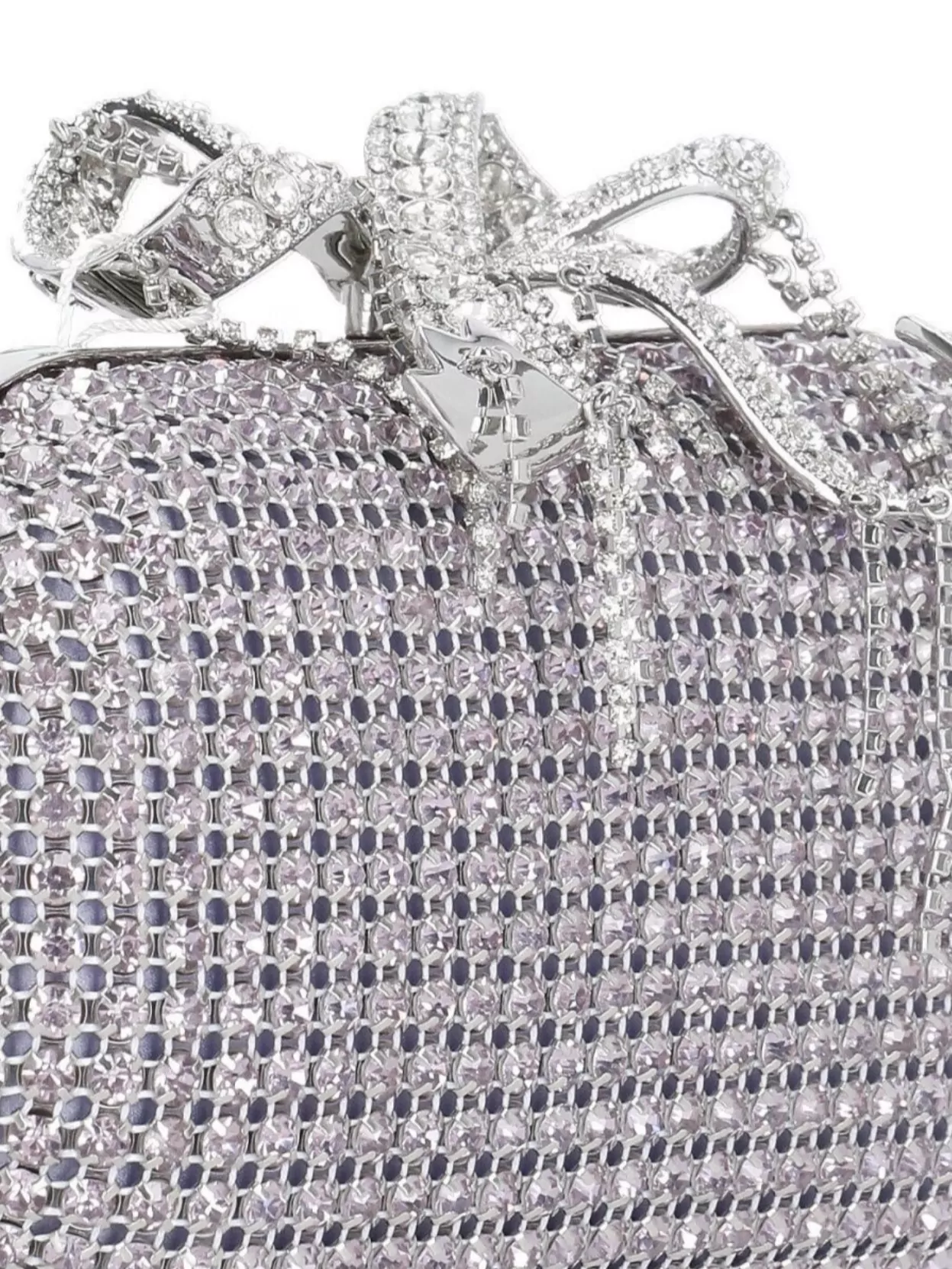 Self-Portrait Rhinestone Bow Oval Clutch Bag