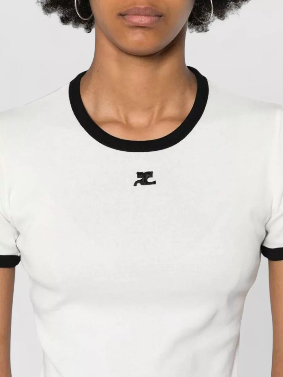 Courrèges Signature Contrast Jersey Crew Neck T Shirt