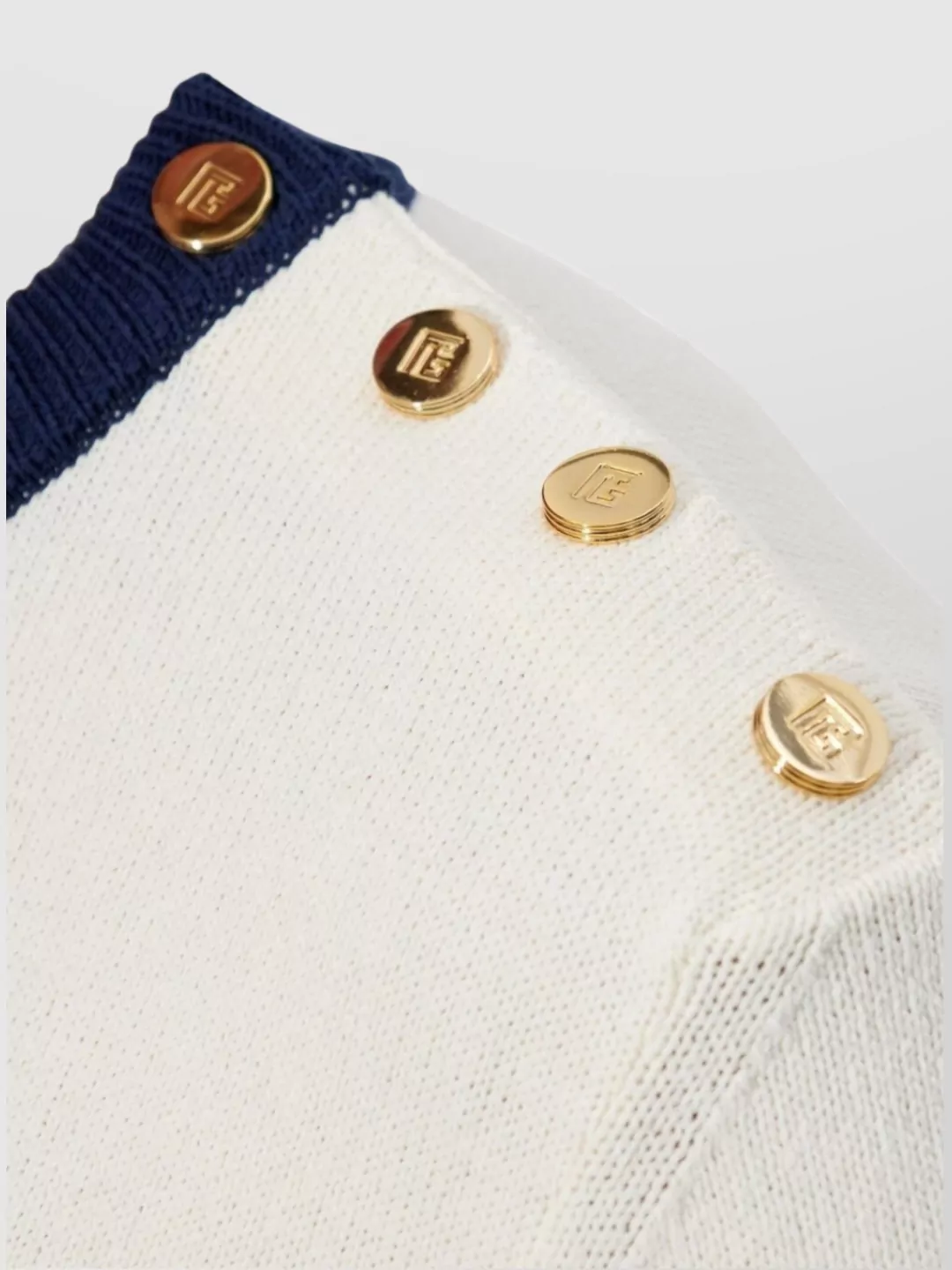 Balmain Striped Crew Neck Long Sleeve Sweater