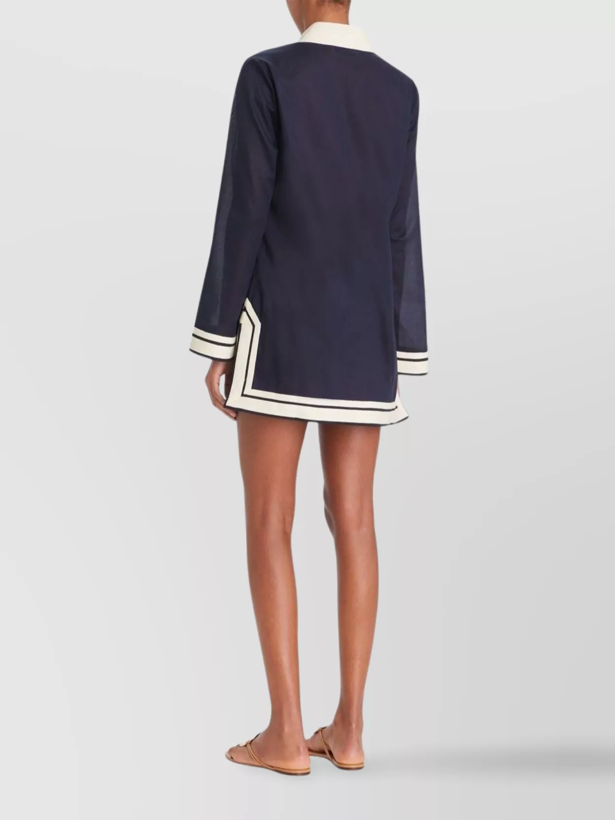 Tory Burch Cotton Relaxed-Fit Long-Sleeve Mini Tunic Dress