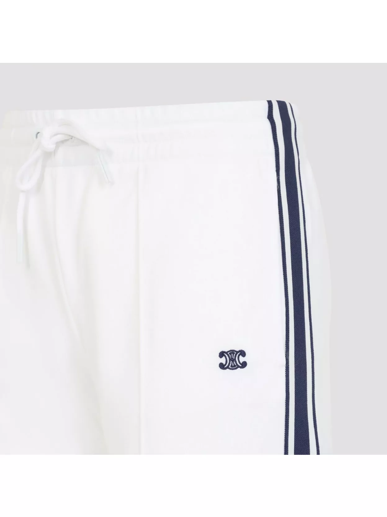 Celine Sporty Trousers With Drawstring Waist And Side Stripes In White