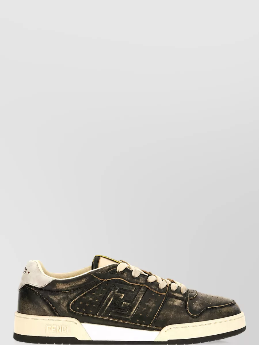 Fendi Leather Low-Top Lace-Up Sneakers
