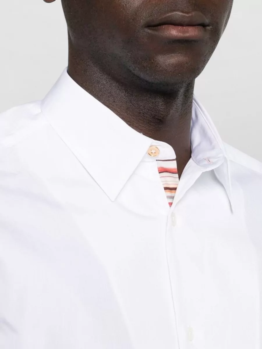 Paul Smith Cotton Shirt Long Sleeves Curved Hem