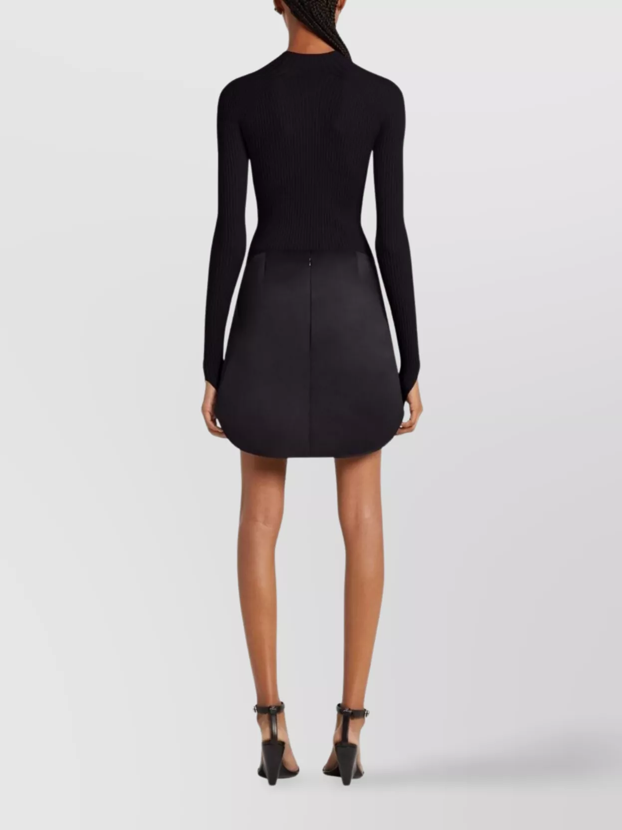 Courrèges Circle Rib Knit Mockneck Sweater With Embroidered Logo In Black