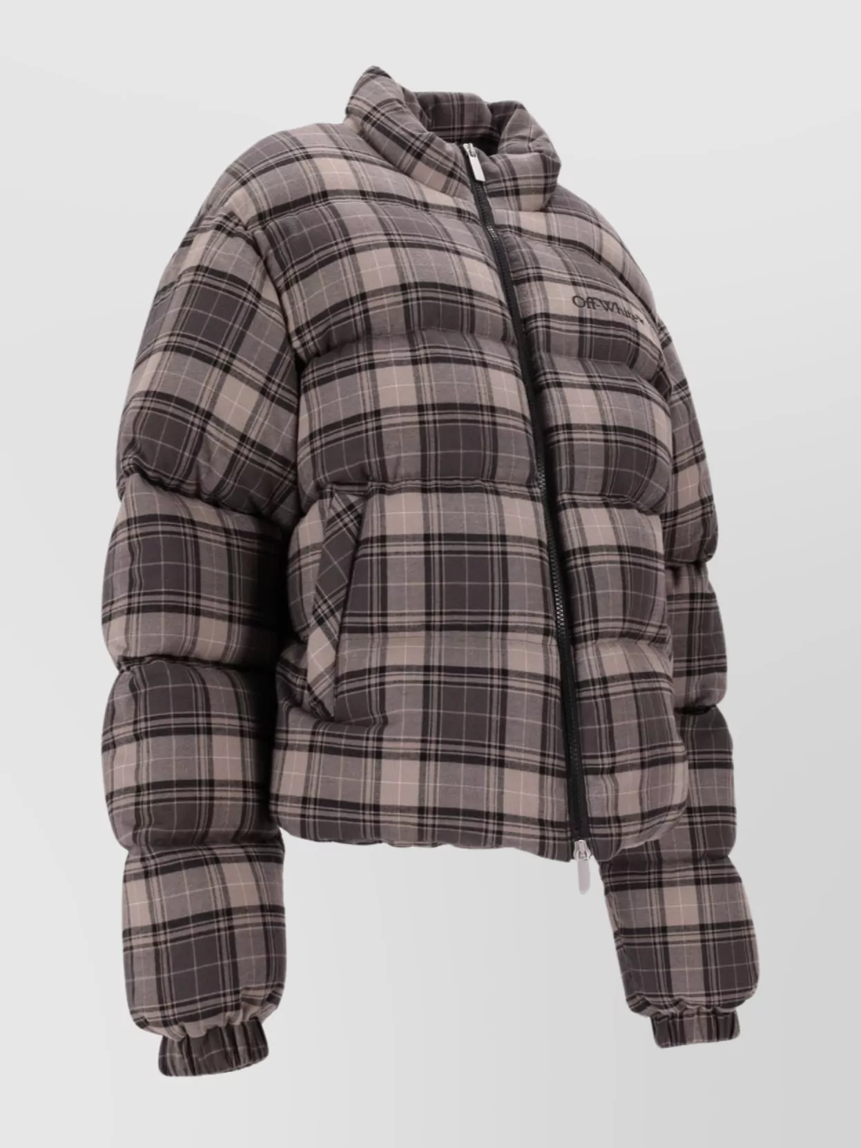 Off-White Puffer Jacket With High Collar And Cuffs