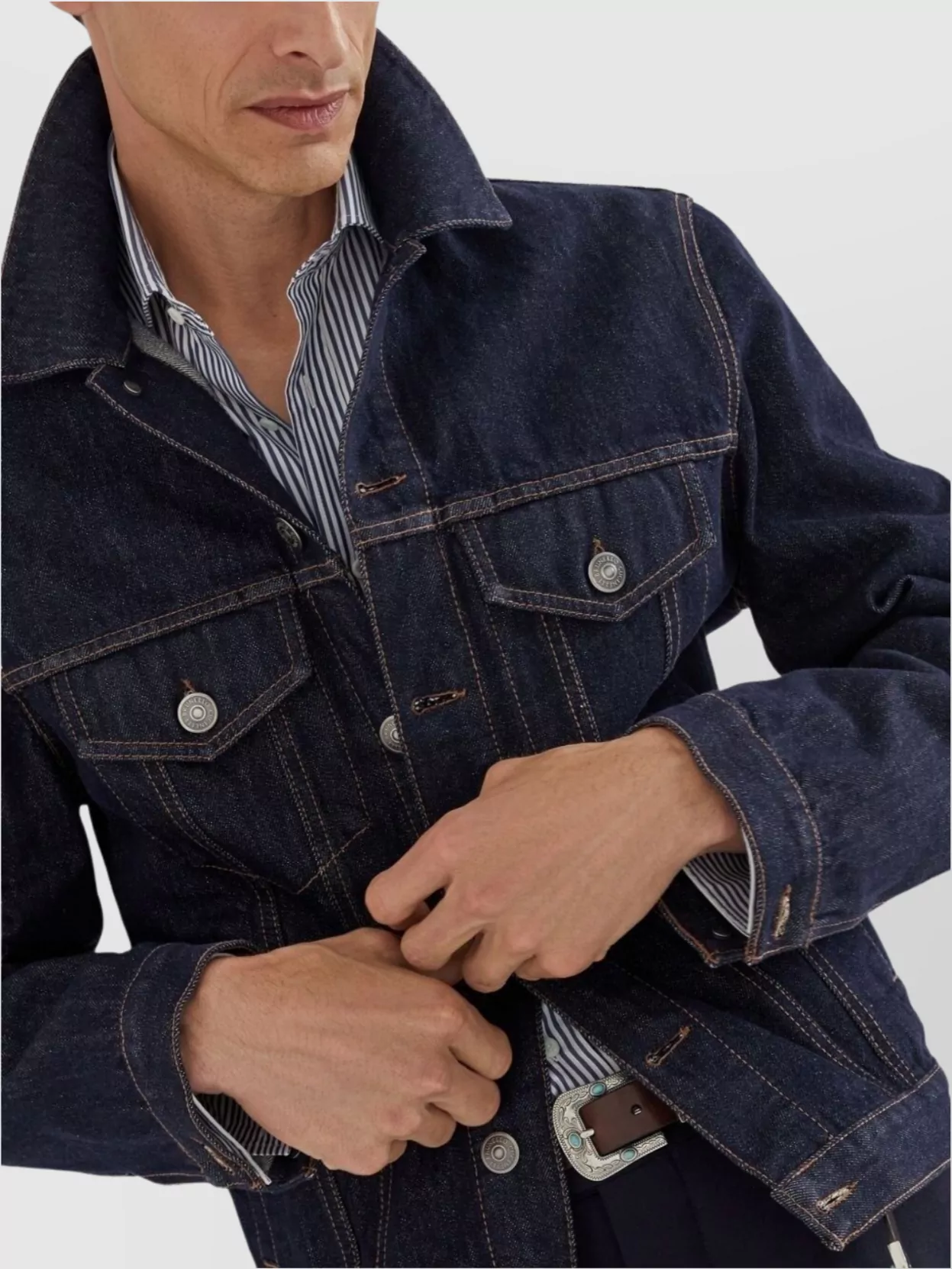 Brunello Cucinelli Striped Cotton Shirt With Button-Down Collar