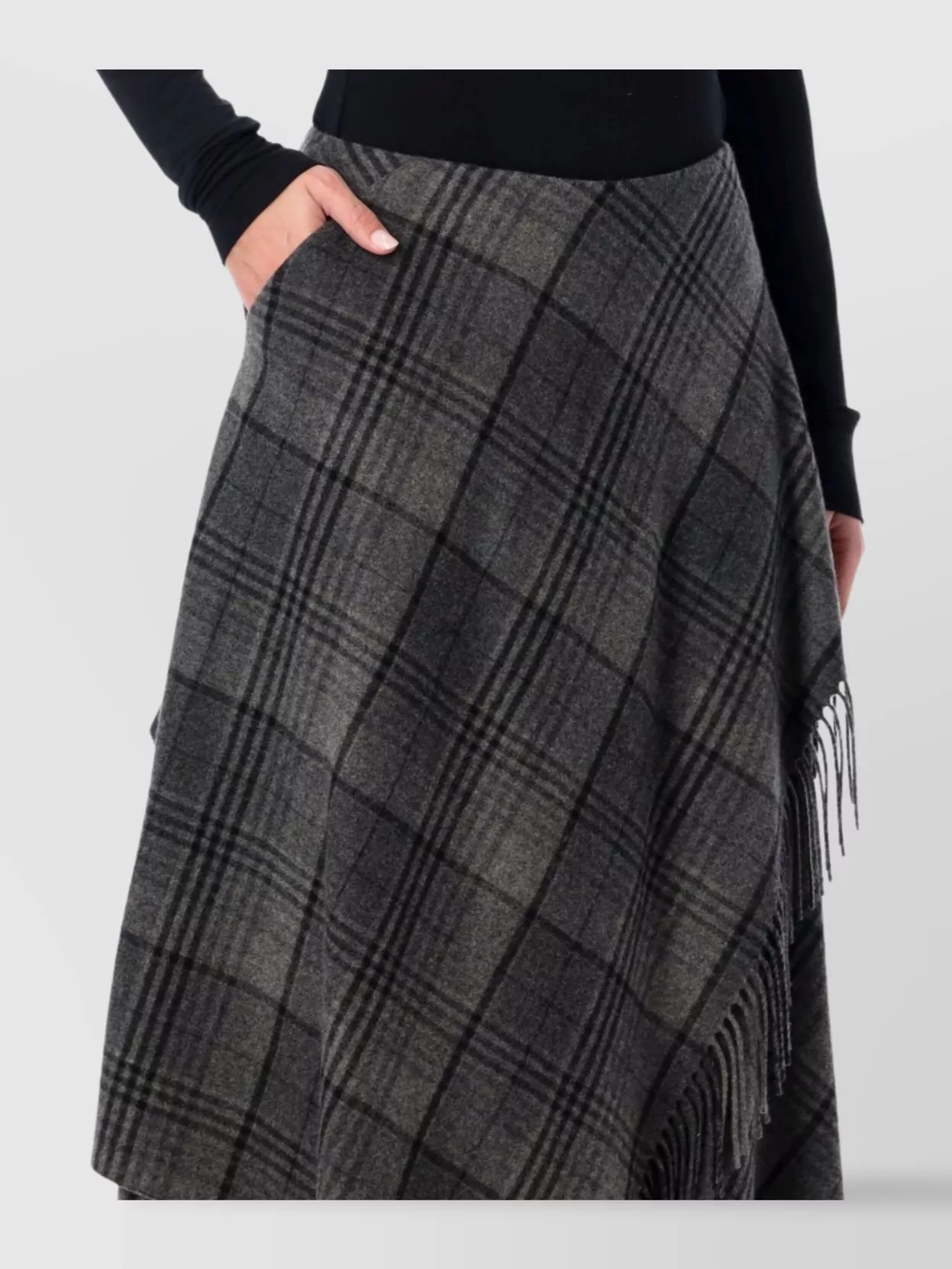 Ralph Lauren Plaid A-Line Midi Skirt Fringe