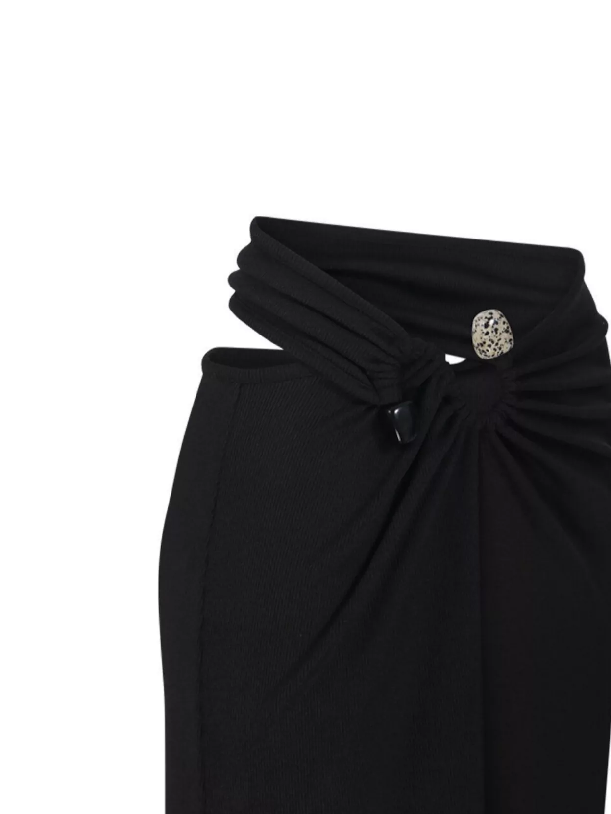 Christopher Esber Ruched High Waist Ankle Length Skirt With Buckle Detail In Black