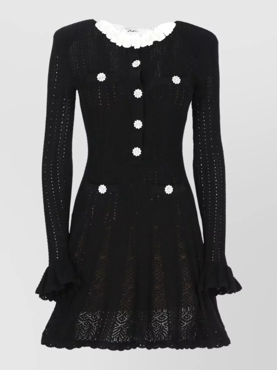 Self-Portrait cotton long-sleeve mini dress