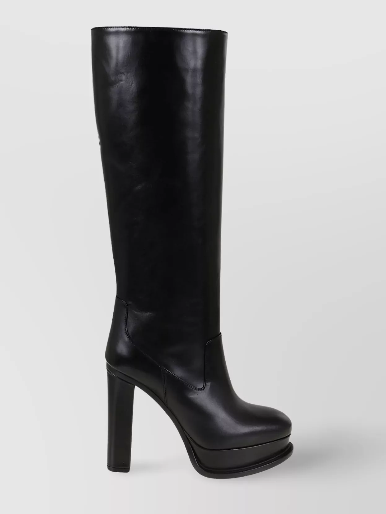 Shop Alexander Mcqueen 12cm Heel Knee-high Leather Boots In Black