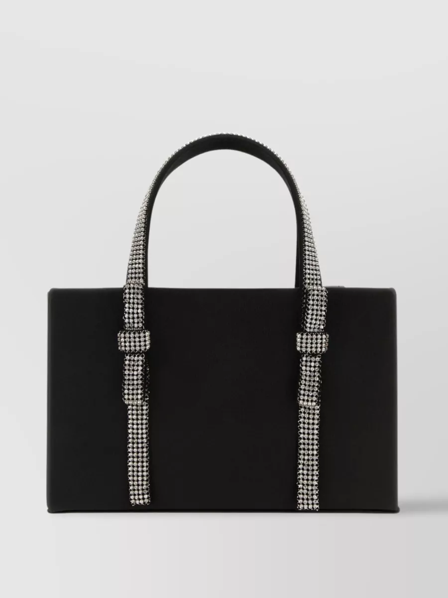 Shop Kara Structured Leather Tote With Embellished Jewel Handles In Black