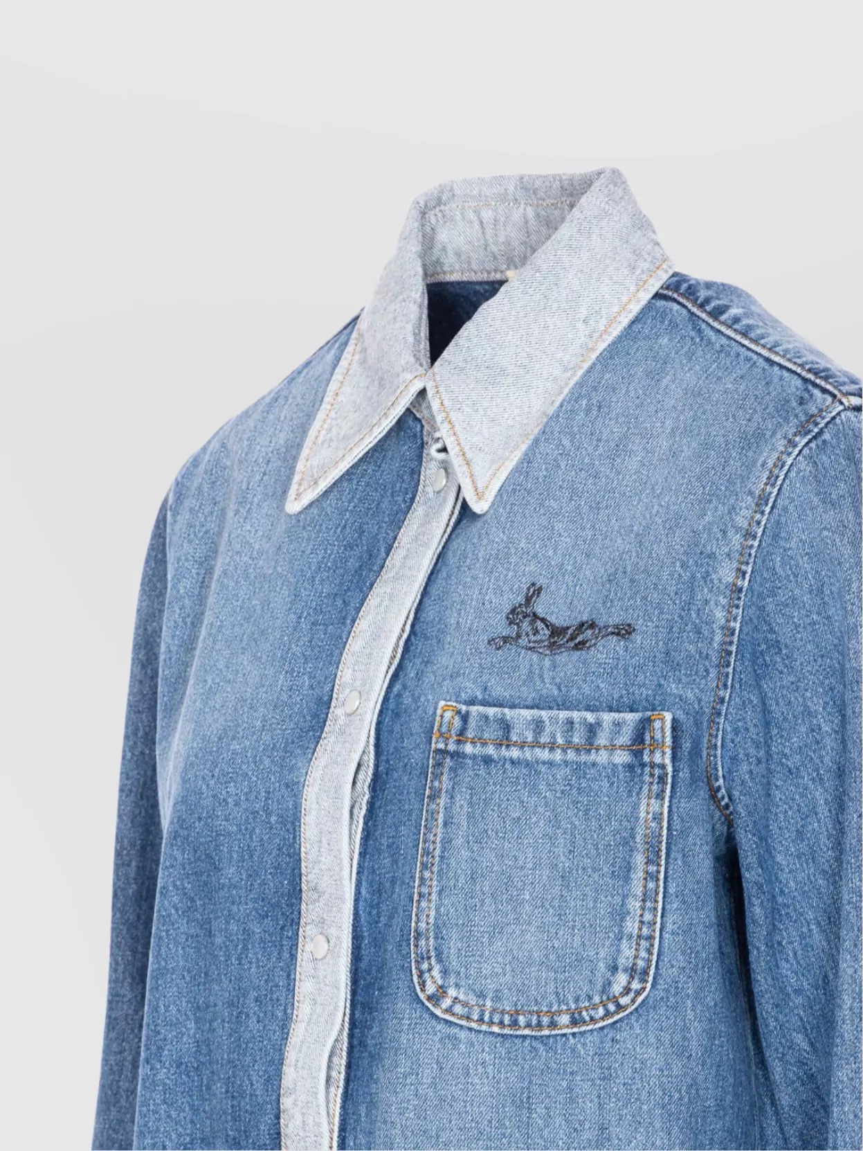Marni Denim Shirt With Embroidered Floral Motifs